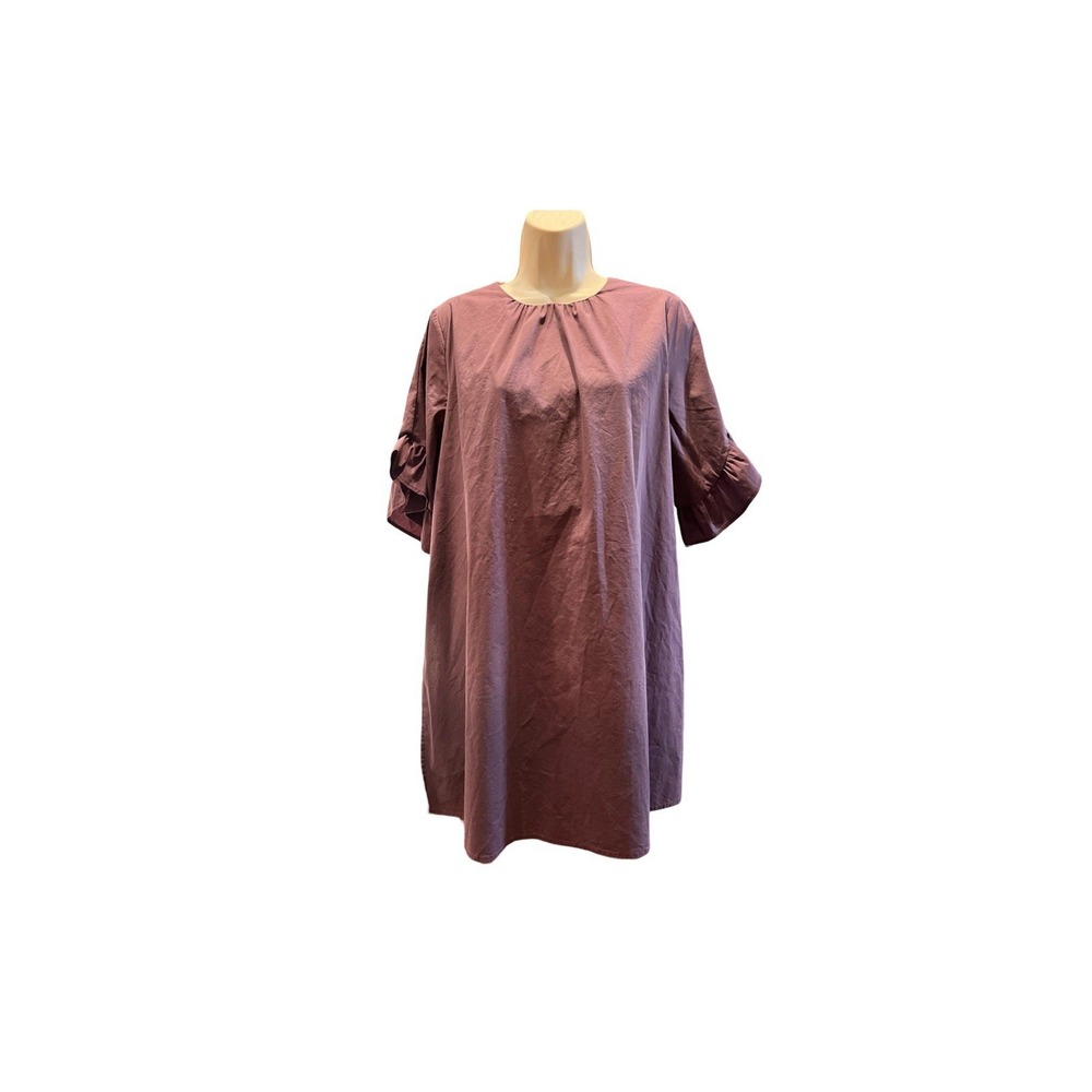 THML Mauve Cotton Mini Dress With Inner Shorts Short Bell Sleeve Size S